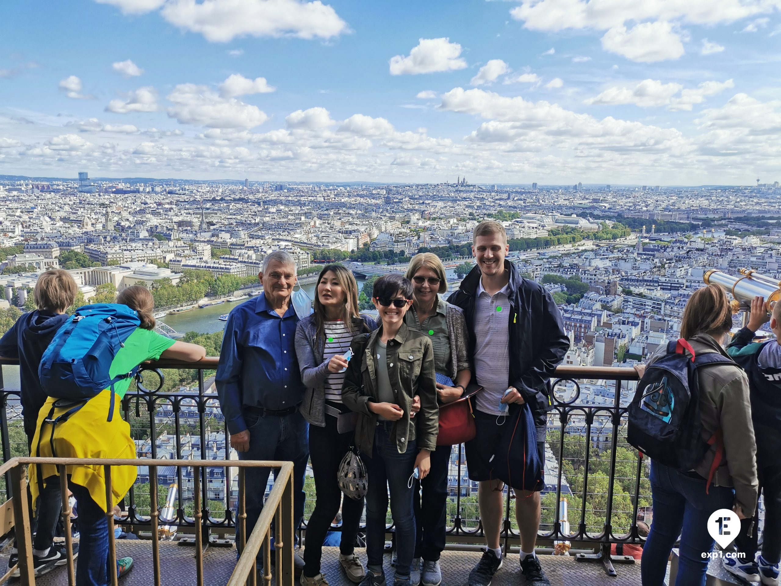 One of our tour groups having a blast at the Eiffel Tower in August