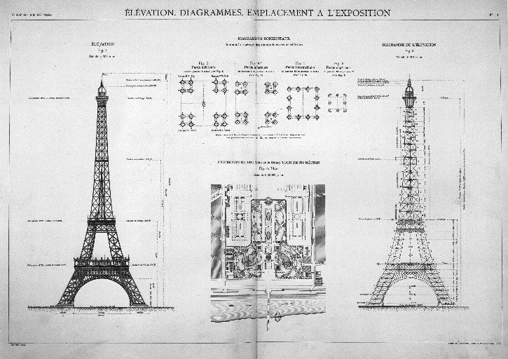 Engineering drawings for the construction of the Eiffel Tower