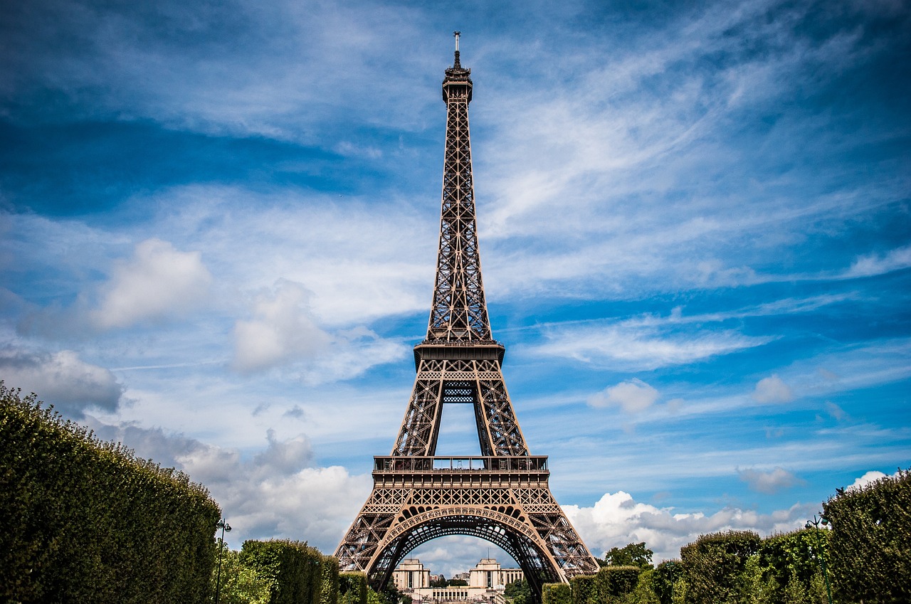Eiffel Tower with blue sky 
